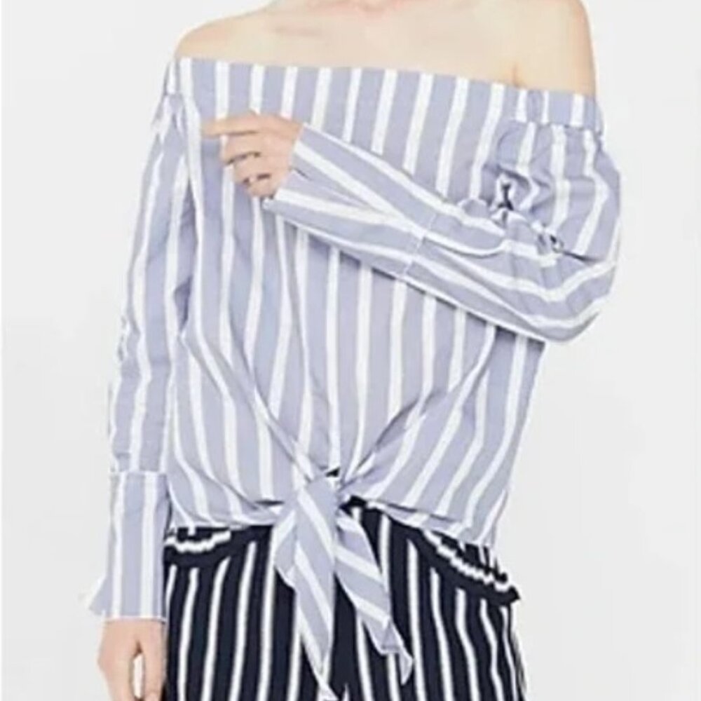 Mango Long Sleeve Tie Front Blouse